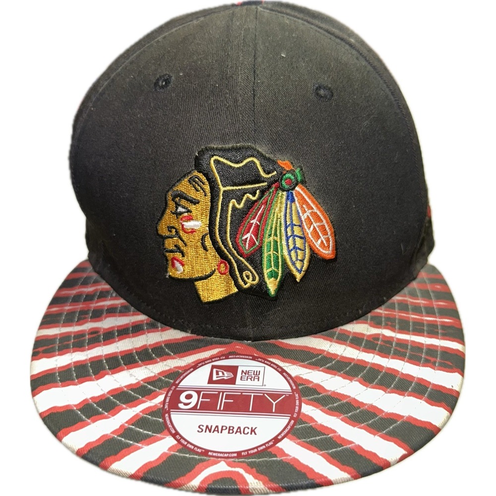 New Era Chicago BlackHawks Zubaz Brim Vintage 9Fifty Snapback Adjustable Hat Cap